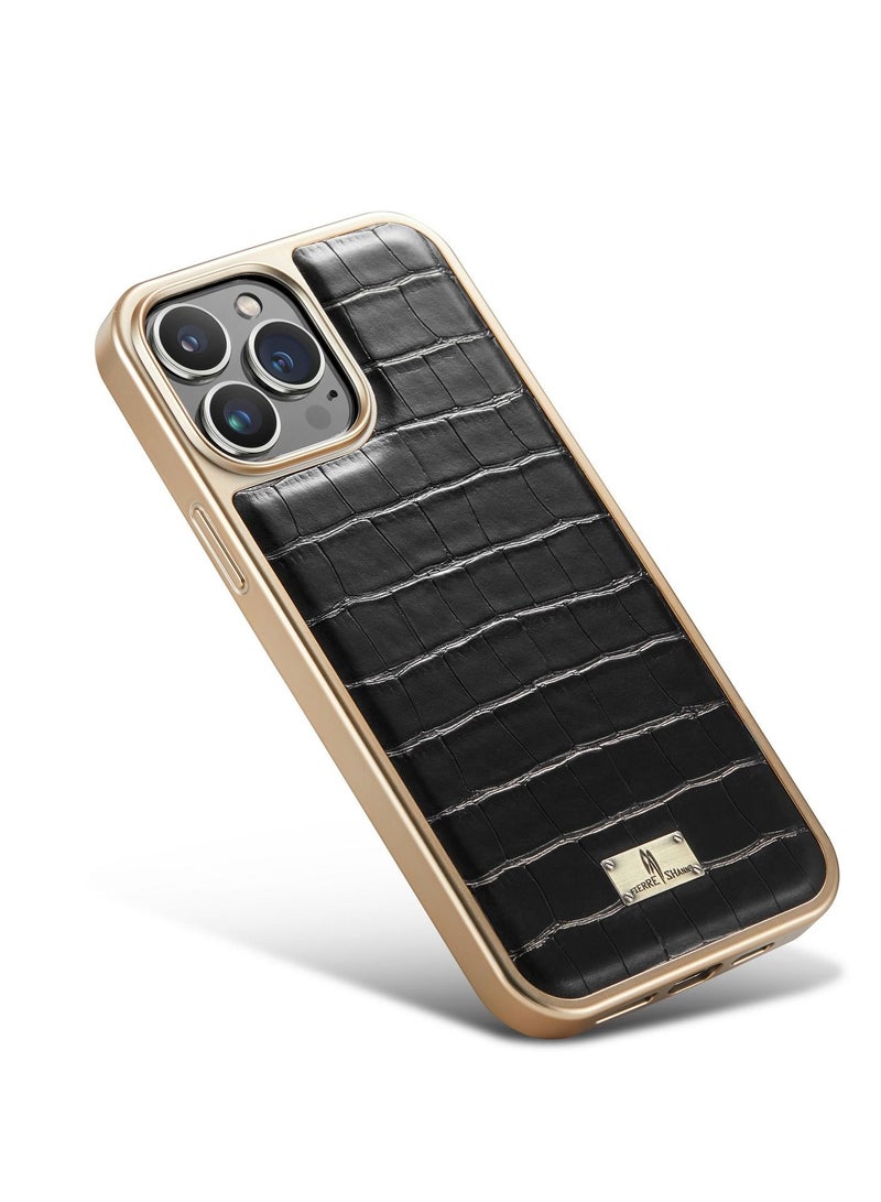 Suteni Electroplating Back Cover Crocodile Leather Phone Case for iPhone - Image 3
