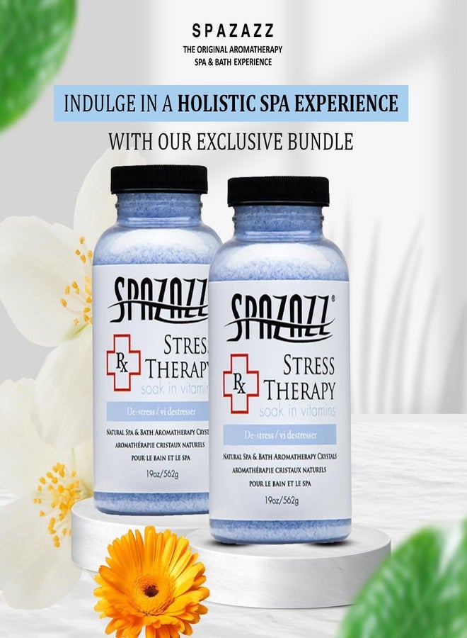 Spazazz Rx Stress Therapy Natural Spa & Bath Salt Aromatherapy Crystals- 2 Pack 19oz De-Stress - Calming & Relaxing Natural Aroma & Magnesium Mineral Bathing Salts - Safe for Your Hot Tub - Image 4