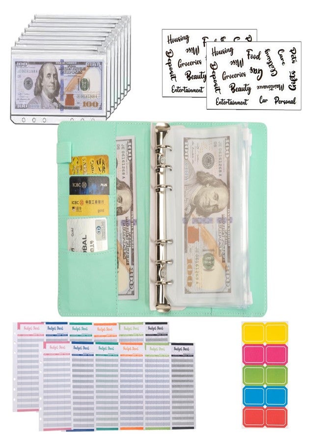 NICOOTHBudget Binder Cash Envelopes A6 Money Saving Binder with Zipper envelopes (A6 Green) - Image 4