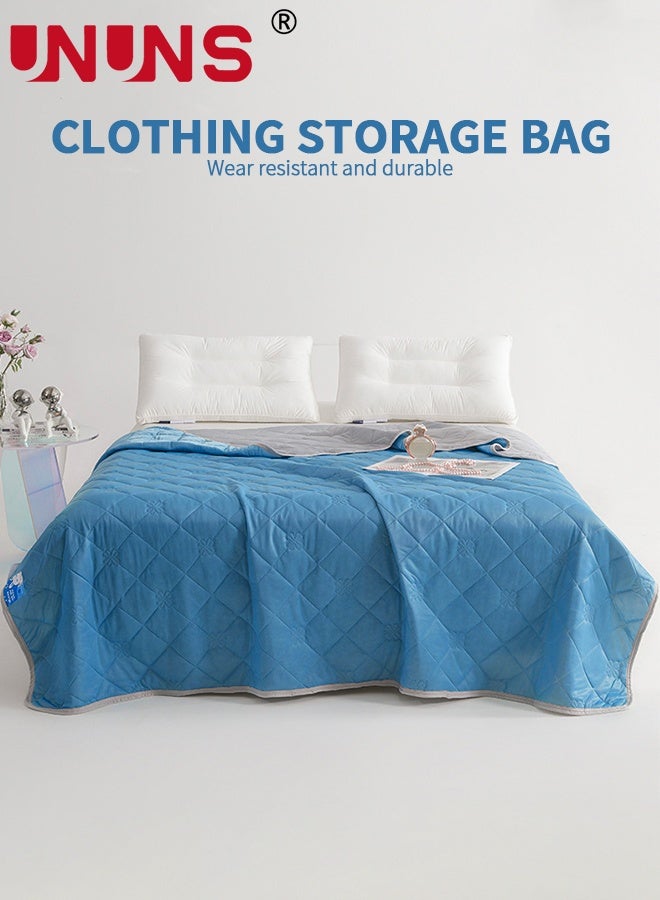 UNUNS لحاف صيفي بحجم كوين، بطانية تبريد مزدوجة الجانب للنوم الساخن، قابلة للغسل خفيفة الوزن ناعمة قابلة للتنفس لجميع الفصول، رمادي أزرق - Image 2