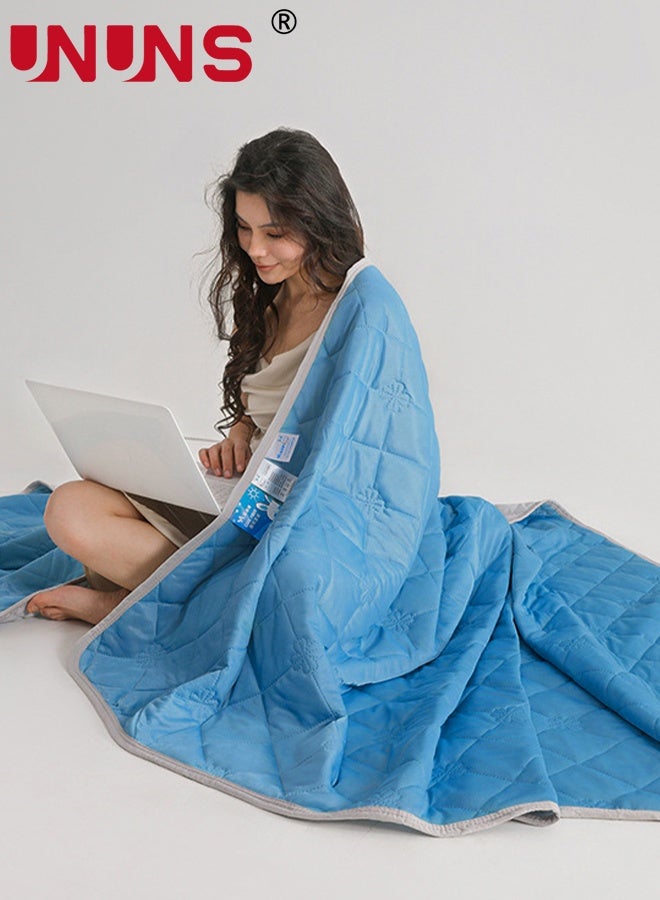 UNUNS لحاف صيفي بحجم كوين، بطانية تبريد مزدوجة الجانب للنوم الساخن، قابلة للغسل خفيفة الوزن ناعمة قابلة للتنفس لجميع الفصول، رمادي أزرق - Image 3