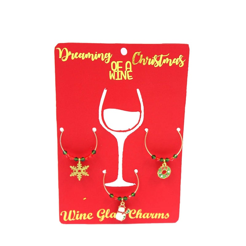 JADES : Christmas Theme Wine Glass Charms - Set of 3 - Image 1