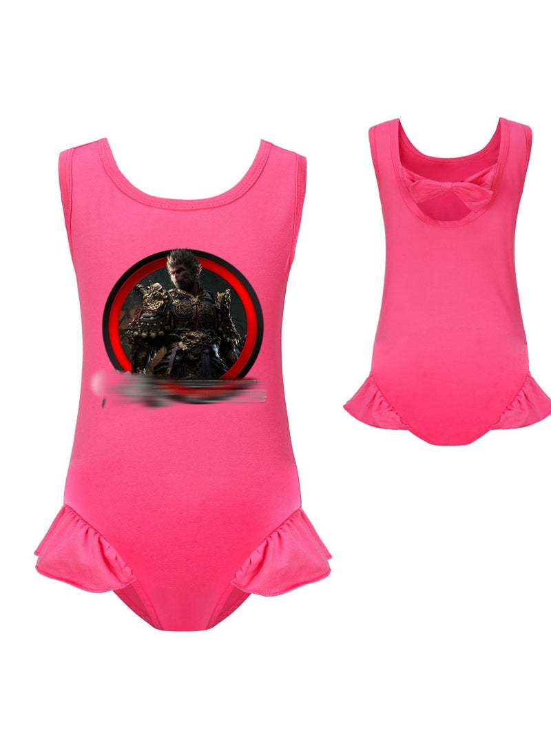 MQD Black Myth Goku Girls' One Piece Swimsuit And Cap Set 