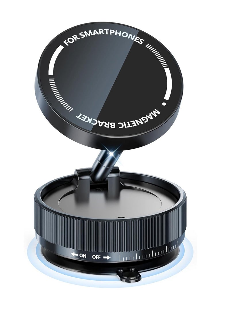 دوسالا حامل هاتف مغناطيسي مع قفة شفط، مثبت هاتف مع 5 ألواح هلام نانوية للأسطح الناعمة والخشنة، حامل هاتف قابل للتعديل بزاوية 360 درجة لجميع هواتف آيفون وأندرويد، حامل هاتف مغناطيسي لسيارة مع دوران 360 درجة، حامل هاتف مغناطيسي قابل للطي باللون الأسود - Image 1