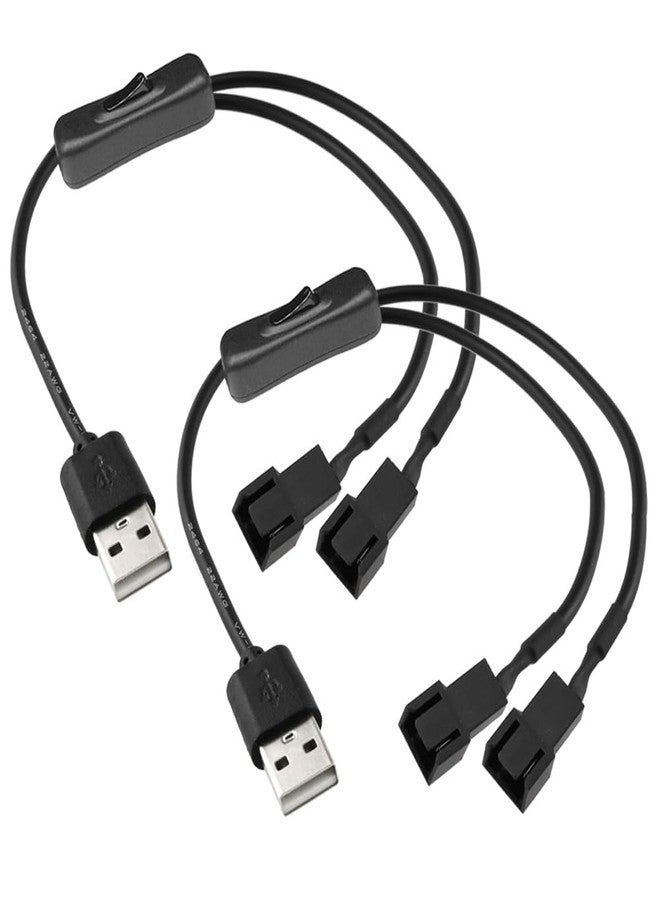 Gebildet كابل محول طاقة Gebildet ثنائي 4 دبابيس إلى USB لتشغيل/إيقاف مروحة، عبوة من قطعتين، موزع طاقة من 1 إلى 2، USB إلى موصل مروحة 4 دبابيس/3 دبابيس PWM 5 فولت - Image 1