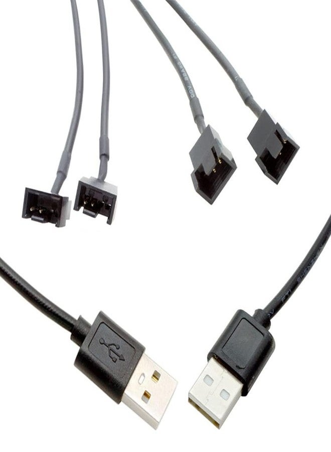 Gebildet كابل محول طاقة Gebildet ثنائي 4 دبابيس إلى USB لتشغيل/إيقاف مروحة، عبوة من قطعتين، موزع طاقة من 1 إلى 2، USB إلى موصل مروحة 4 دبابيس/3 دبابيس PWM 5 فولت - Image 2
