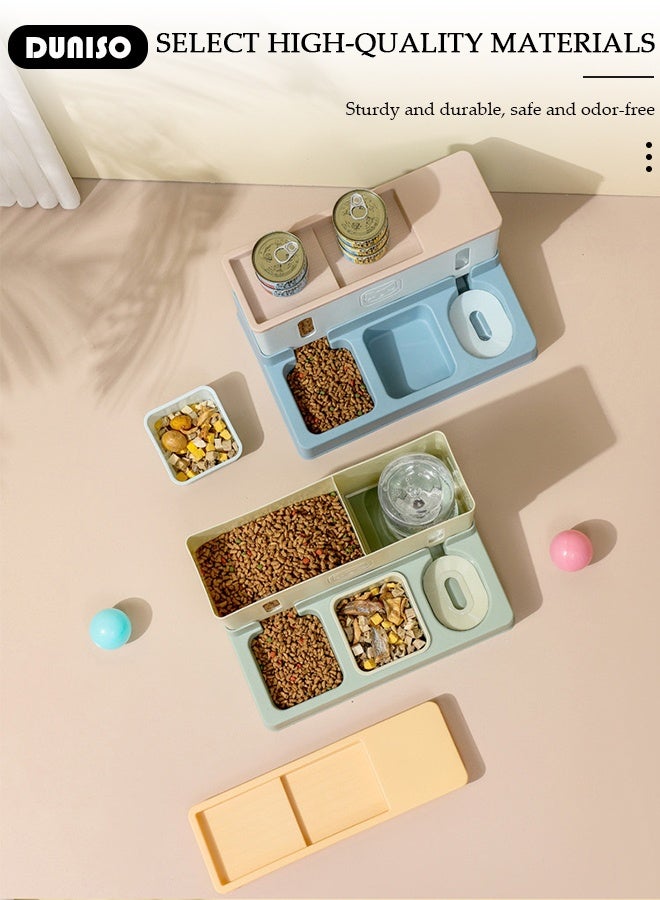 DUNISO طقم موزع طعام وماء للحيوانات الأليفة (الكلاب والقطط)، مغذي قطط تلقائي وماء، 3 في 1 طعام الكلاب، وعاء طعام القطط، حاوية ماء، مغذي قطط، أطقم أطباق مزدوجة مضادة للتشقق - Image 5
