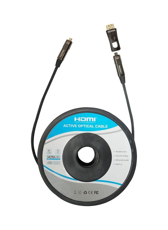 MOWSIL Active Optical AOC-Fiber HDMI 4K 60Hz 2.0 Cable DA Removable 25Mtr, Supported Resolution UHD 4K@60Hz Bandwidth upto 18 Gbps  - Image 1