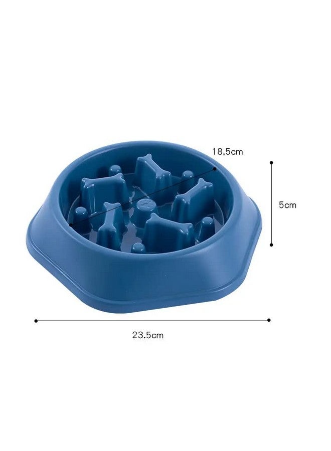 وعاء تغذية بطيء للحيوانات الأليفة - وعاء تغذية غير قابل للانزلاق ولا يسبب الاختناق مع وعاء دائري بنمط عظمي (2.5 مل) - أزرق - Image 3