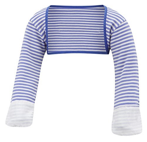 ScratchSleeves | Baby Boys' Stay-On Scratch Mitts | Stripes | Blue and Cream | 6-9m - Image 3