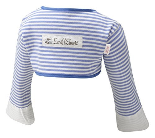 ScratchSleeves | Baby Boys' Stay-On Scratch Mitts | Stripes | Blue and Cream | 6-9m - Image 4
