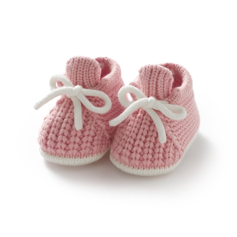 LAWKUL Baby Booties Knit Newborn Shoes Cozy First Walkers Infant Toddler Boots for Boy Girls 03 Months Pink