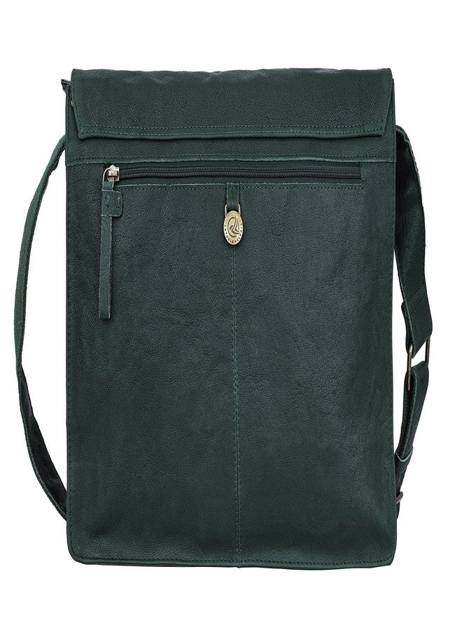 ANTONIO VALERIA Albert Oily Wash Green Leather Messenger Bag for Men - Image 5
