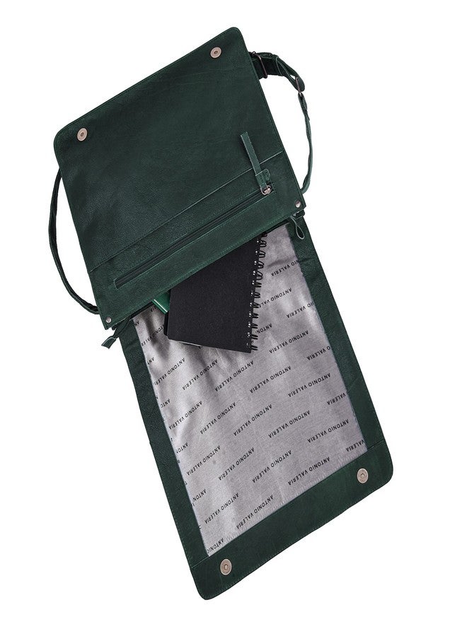 ANTONIO VALERIA Albert Oily Wash Green Leather Messenger Bag for Men - Image 4