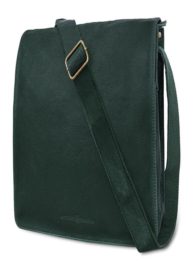 ANTONIO VALERIA Albert Oily Wash Green Leather Messenger Bag for Men - Image 1