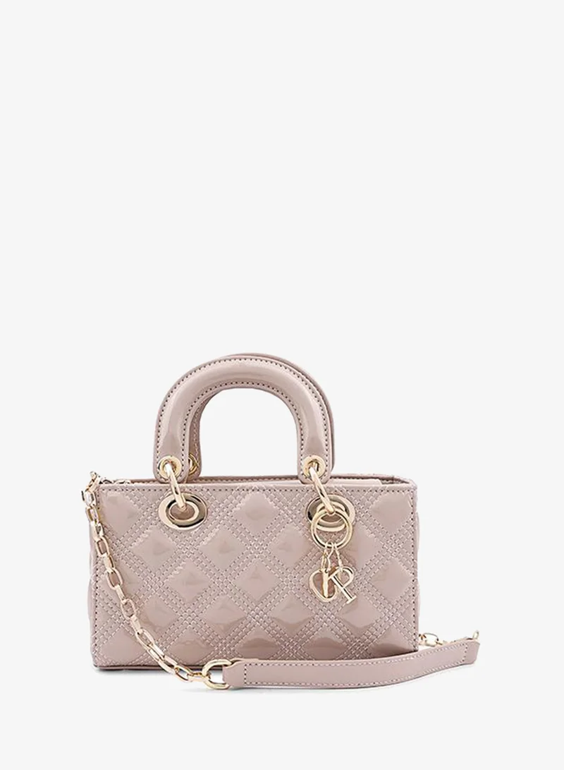 Cuple Beige Cuple Textured Zip Shoulder Bag for Women | Best Price UAE