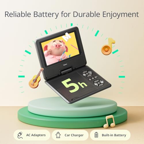 Yoton 9.5" Portable DVD Player with Screen, Car DVD Player for Kids, DVD Player for Car with 7.5" Eye-Care Screen, 2-3 Movies Battery Life & Remote Control for Road Trips - Image 3