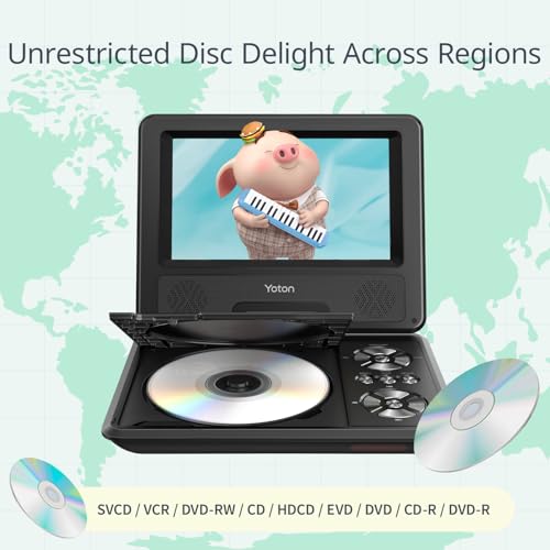 Yoton 9.5" Portable DVD Player with Screen, Car DVD Player for Kids, DVD Player for Car with 7.5" Eye-Care Screen, 2-3 Movies Battery Life & Remote Control for Road Trips - Image 2