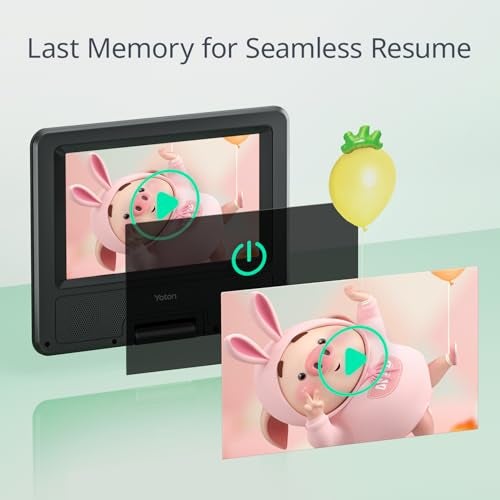 Yoton 9.5" Portable DVD Player with Screen, Car DVD Player for Kids, DVD Player for Car with 7.5" Eye-Care Screen, 2-3 Movies Battery Life & Remote Control for Road Trips - Image 4