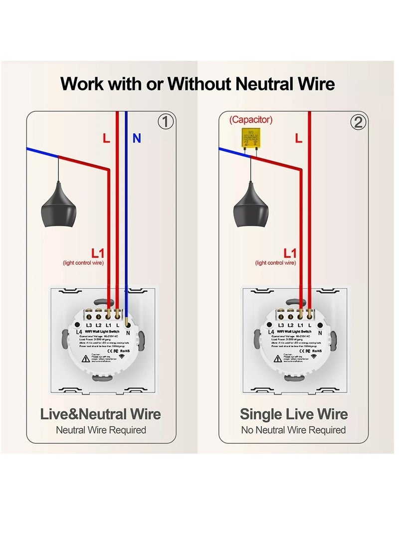 AROAQ Wi-Fi Smart Light Switch WiFi Device Works with Google (3 Gang ) - Image 5