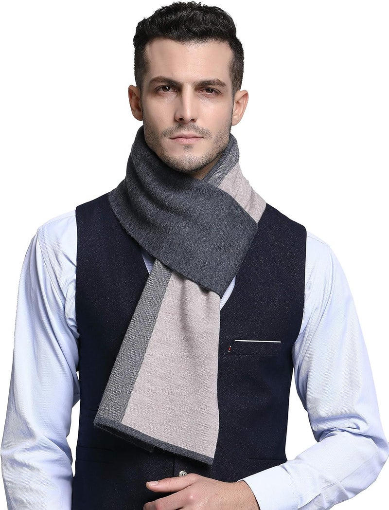 IONA Men's Winter Cashmere Feel Australian Wool Soft Warm Knitted Scarf - Image 1