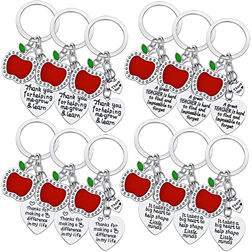 YEEQIN 12PCs Teacher Keychains In Bulk Teacher Appreciation Gifts Thank You Gift Appreciation Keychain Gifts For Teacher Pack of 12 Mixed Style - Image 1