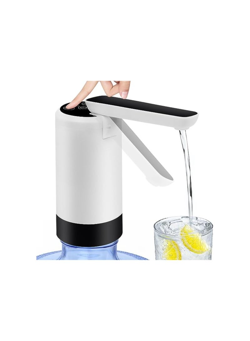SYOSI Foldable Water Dispenser for 5 Gallon, Continuous Pumping Electric Water Jug Pump, Portable Drinking Water Pump, Timing and Quantitative Pumping, 3 Button Mode, Rechargeable (White)(1 Pack)  - Image 1