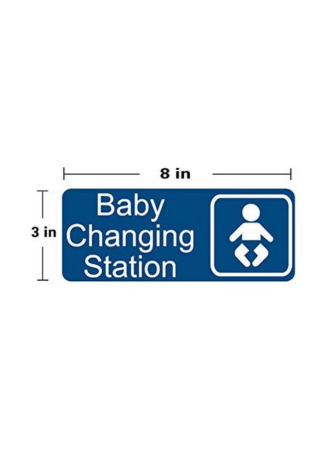 Mvgges New Baby Changing Station Sign, 8 x 3 in with English and Symbol, Blue for Men, Women, Unisex - Image 2