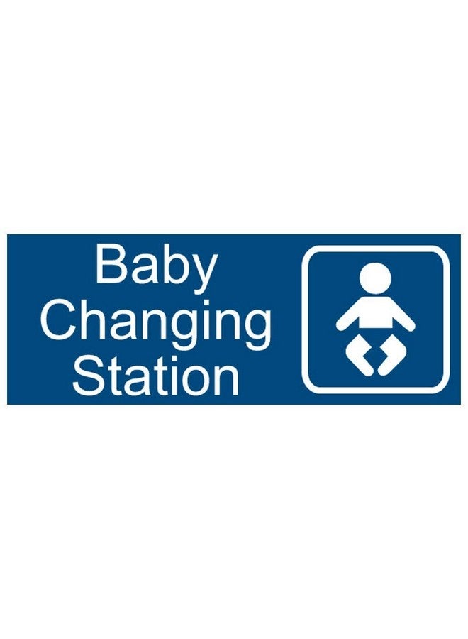 Mvgges New Baby Changing Station Sign, 8 x 3 in with English and Symbol, Blue for Men, Women, Unisex - Image 1