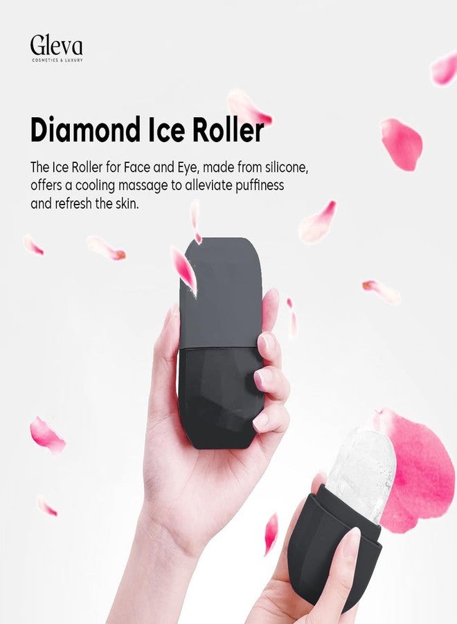 Gleva Facial Beauty Ice Roller Skin Care Tools, Brighten Skin & Enhance Natural Glow, Silicone Ice Mold for Face Beauty, Upgrated Diamond Ice Facial Roller (Black Diamond) - Image 2