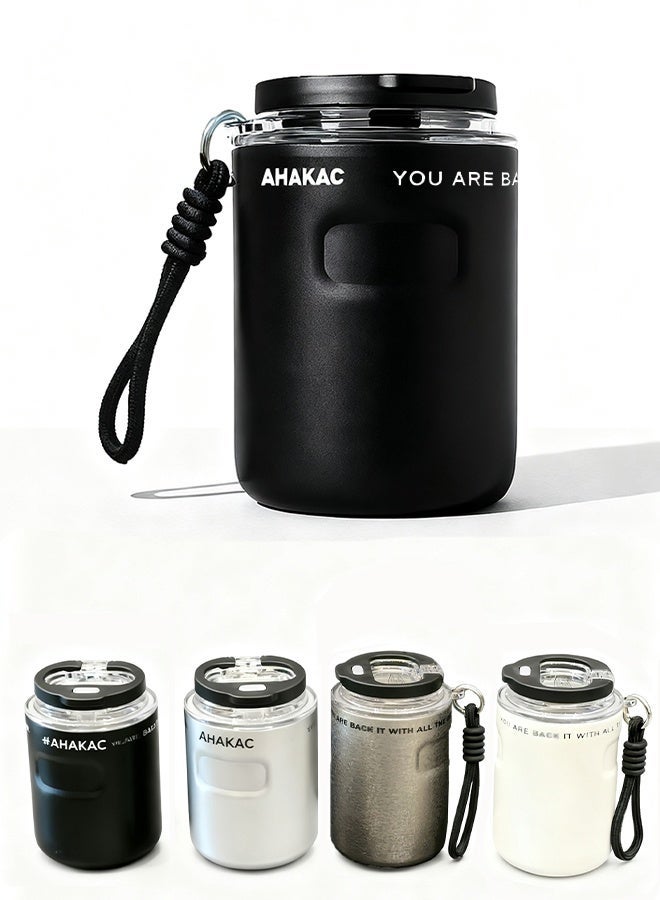 AHAKAC 316 Stainless Steel Coffee Mug - Double-Layer Insulation Cup - Double-Outlet Silicone Straw Water Cup 350ml - Image 1