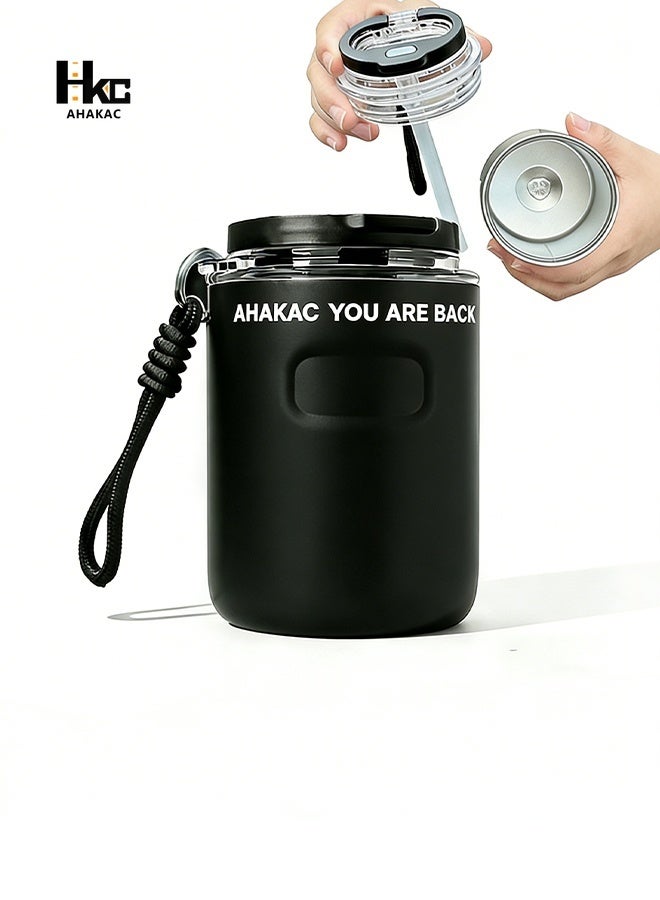 AHAKAC 316 Stainless Steel Pocket Coffee Mug – Mini Portable Vacuum Insulated Cup with Straw & Lid, Leakproof Travel Mug for Hot & Cold Drinks (350ML) - Image 1
