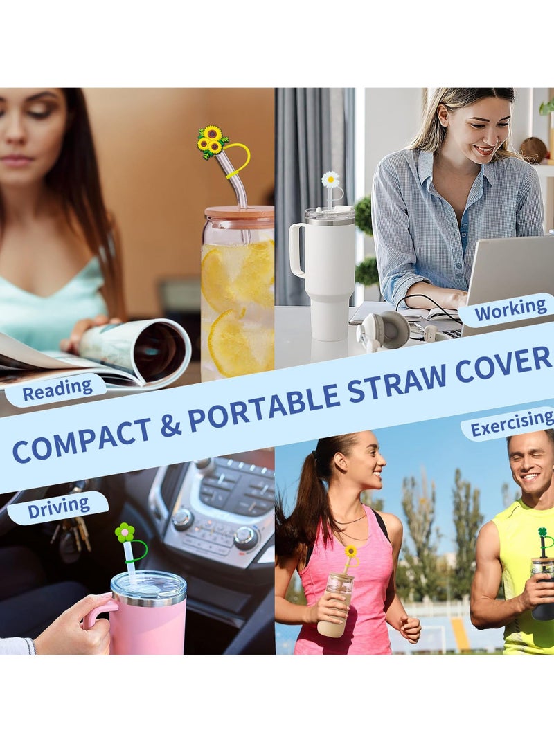 Excefore Straw Covers Cap Toppers, 10 Pcs Straw Cover for Stanley Cup, Silicone Straw Covers Cap Reusable Drinking Straw Topper Compatible, for Stanley Cups Accessories, 0.4in - Image 5