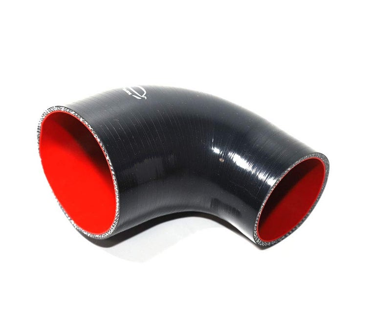 TenkeAuto High Performance 4-Ply Reinforced 3"-4" ID 90 Degree Elbow Reducer Coupler Silicone Hose Turbo/Intercooler/Piping (BLACK 3"-4") - Image 2
