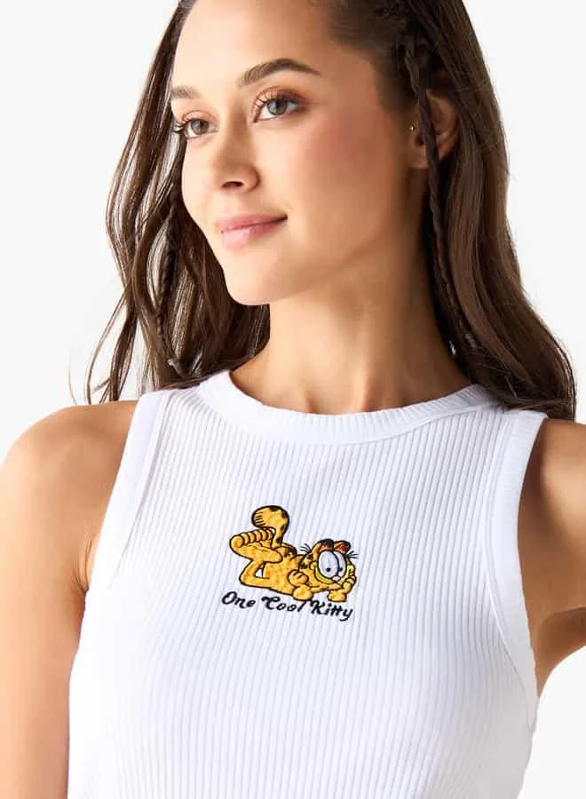 SP Characters Garfield Embroidered Ribbed Tank Top