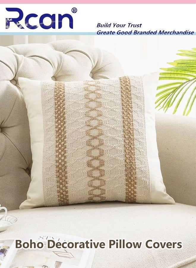 Rcan Set of 2 Throw Pillow Covers Decorative Farmhouse Boho Pillow Cases Decorative Geometric Modern Pattern Pillow Cushion Case for Couch Bedroom Living Room Sofa 18 x 18 Inch - Image 4