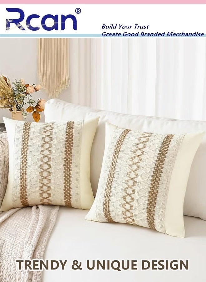 Rcan Set of 2 Throw Pillow Covers Decorative Farmhouse Boho Pillow Cases Decorative Geometric Modern Pattern Pillow Cushion Case for Couch Bedroom Living Room Sofa 18 x 18 Inch - Image 2