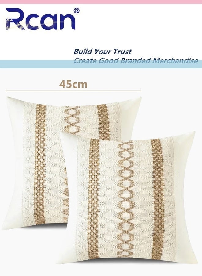 Rcan Set of 2 Throw Pillow Covers Decorative Farmhouse Boho Pillow Cases Decorative Geometric Modern Pattern Pillow Cushion Case for Couch Bedroom Living Room Sofa 18 x 18 Inch - Image 5
