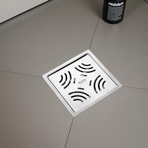Ruhe® 5x5 Inches Stainless Steel Exclusive Emerald Floor Drainer | 304-Grade | Square Flat Cut with Cockroach Trap/Jali - Image 1