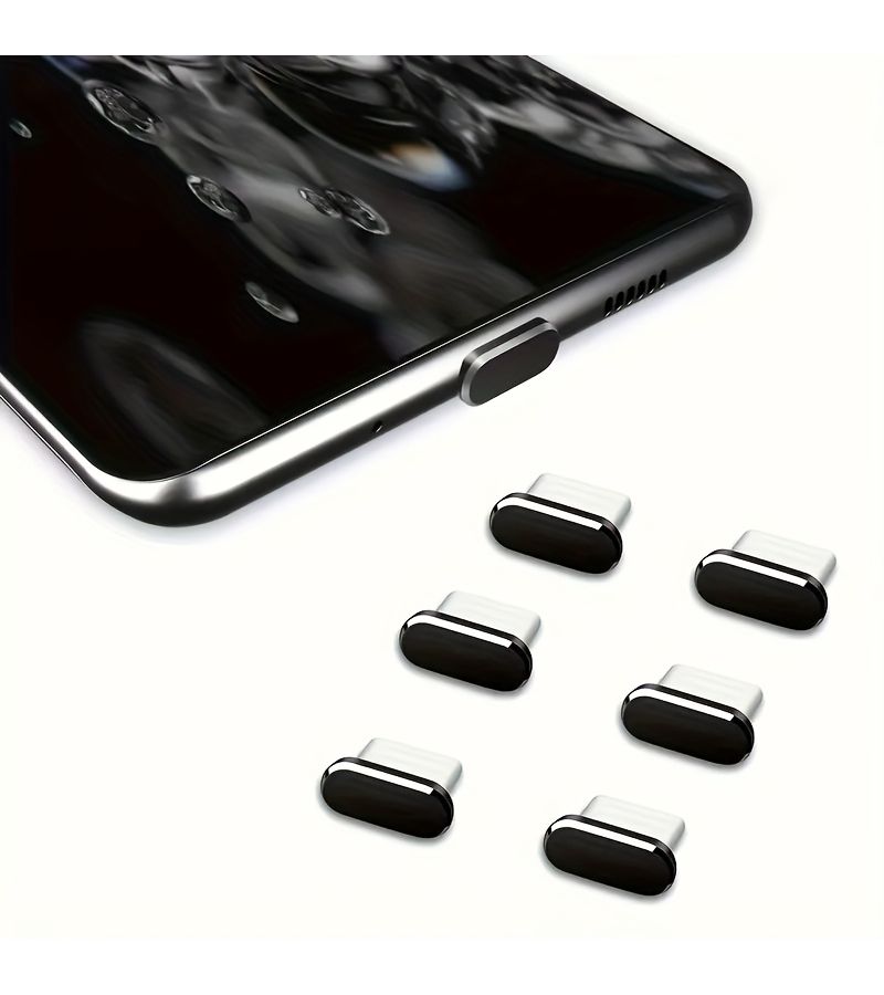 6 سدادات غبار معدنية زرقاء لمنفذ الشحن من النوع C - 6 قطع - Image 3