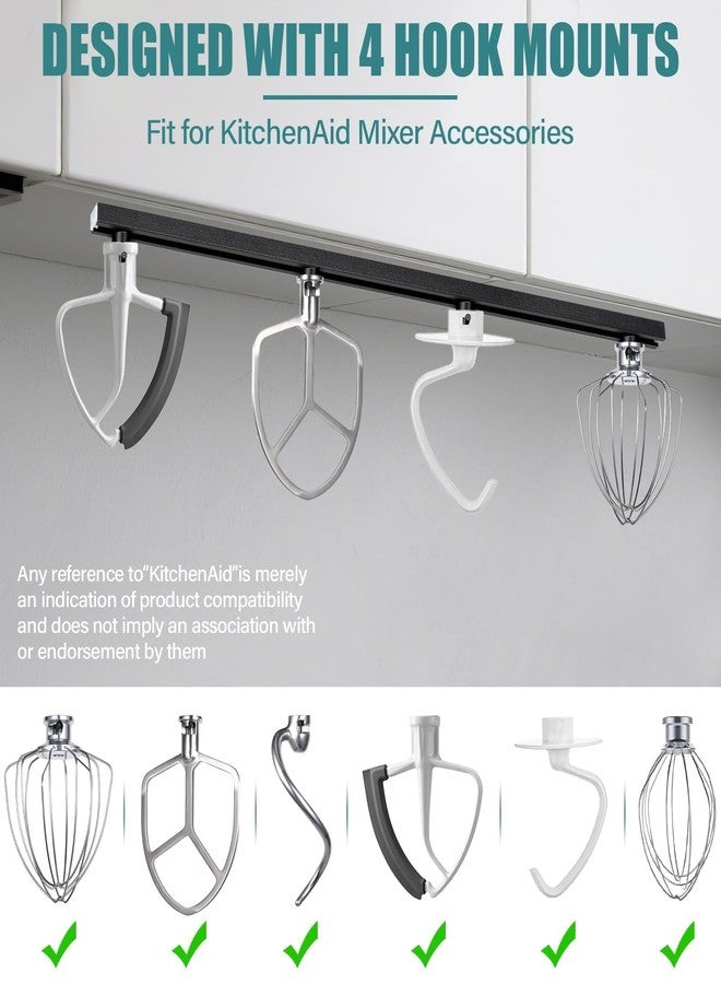 Linidcoud Metal Stand Mixer Attachment Holders, Compatible with Kitchen Aid 4.5-6QT Mixers Accessories, Adjustable Organize 4 Mixer Attachments for Kitchen Storage Organization Space Saver (Black) - Image 5