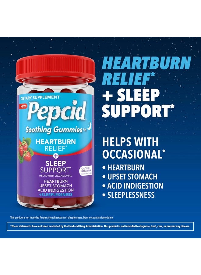 Pepcid Pepcid Soothing Gummies, Heartburn Relief + Sleep Support Gummies Help Occasional Heartburn, Upset Stomach, Acid Indigestion + Sleeplessness, Calcium & Melatonin, Strawberry, 32 ct  - Image 3