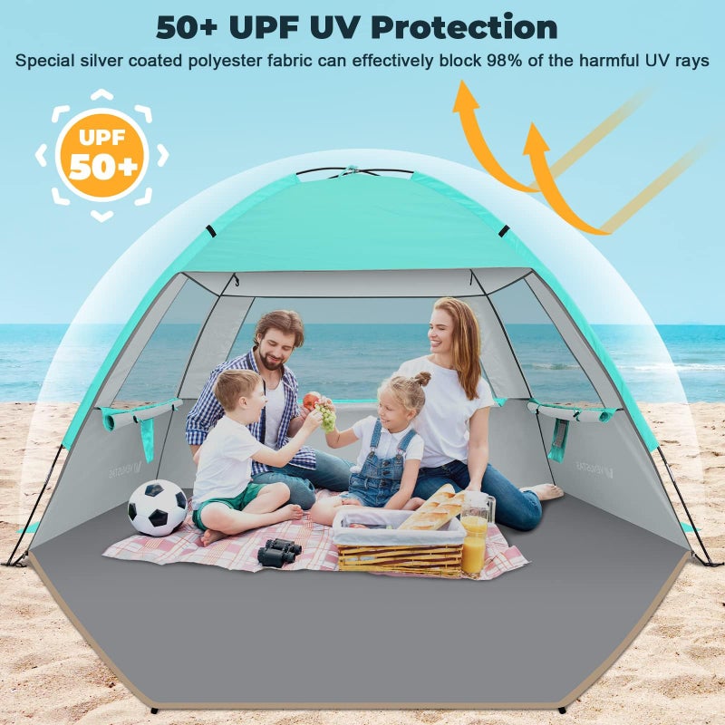 Venustas Beach Tent Sun Shelter for 3/4-5/6-7/8-10 Person, UPF 50+ UV Protection Beach Canopy, Lightweight and Easy Setup Cabana, Portable Beach Shade Tent - Image 3