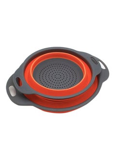 Arabest 2-Piece Collapsible Colander Filter Basket Set Red/Grey Large Basket (29.2x9.2), Small Basket (24.6x8.5)cm  - Image 3