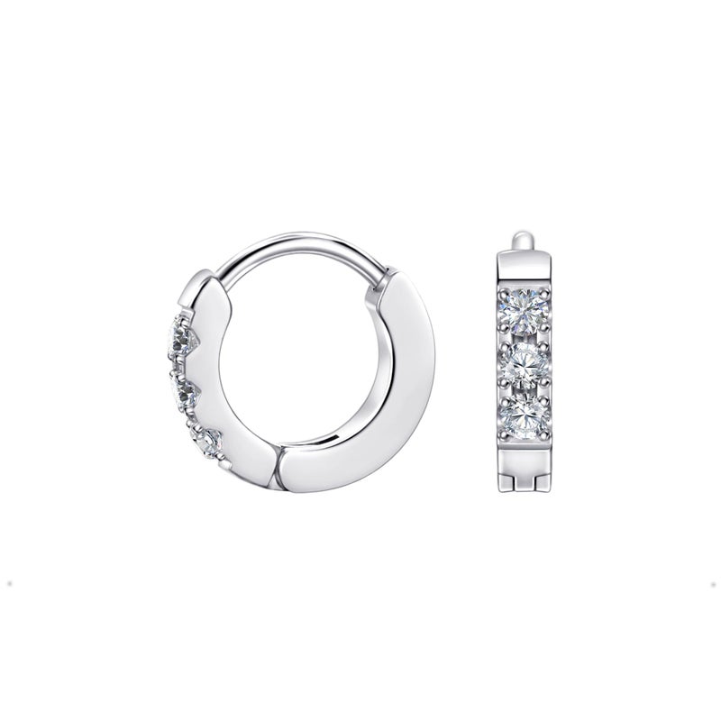 TDEBA Small Huggie Hoop Earrings with Cubic Zirconia, Silver or 18K Gold Plated Birthstone Cartilage Piercing Earrings for Women, Birthday Jewelry - Image 1