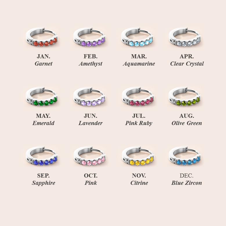 TDEBA Small Huggie Hoop Earrings with Cubic Zirconia, Silver or 18K Gold Plated Birthstone Cartilage Piercing Earrings for Women, Birthday Jewelry - Image 5