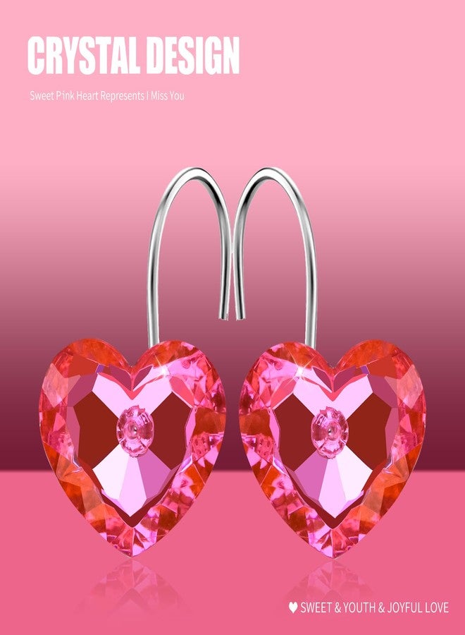 Gracelife Set of 12 Heart Shape Clear Bling Rhinestone Shower Curtain Hooks Rings Love Icon Decorative Curtain Rod Hangers Pothook (Pink) - Image 4