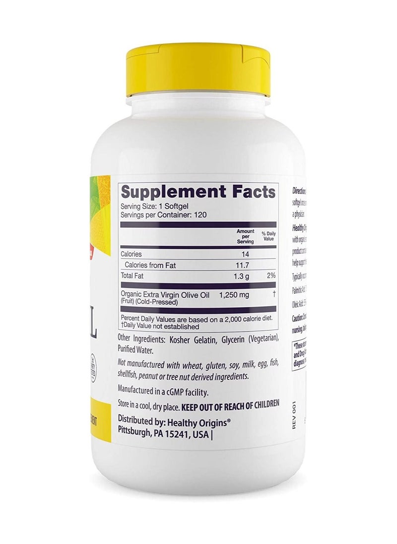 Healthy Origins Olive Oil Extra Virgin  Supports a Healthy Cardiovascular System 1250 mg Dietary Supplement - 120 Softgels  - Image 2
