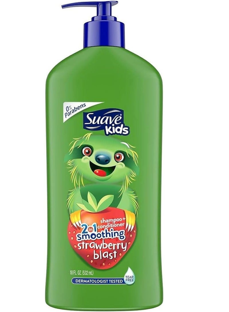 شامبو وبلسم 2 في 1 للأطفال بمضخة الفراولة 532 مل