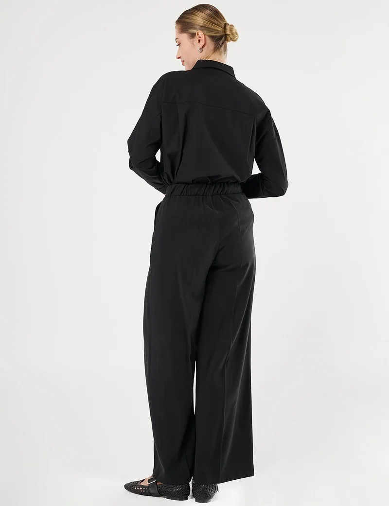 Kayra Saddle Stitch Rayon Pants Black